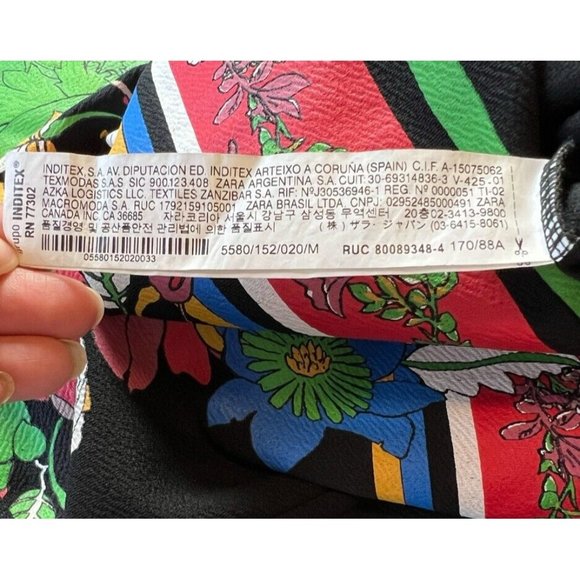 Zara Woman’s Dress Mini Black Floral Mini Short Sleeve Size Medium Spring Summer - Picture 6 of 6